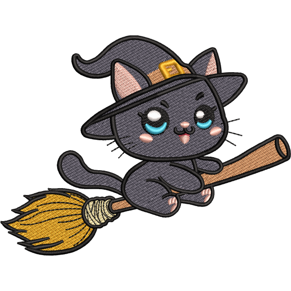 Cute Witch Cat Flying Design