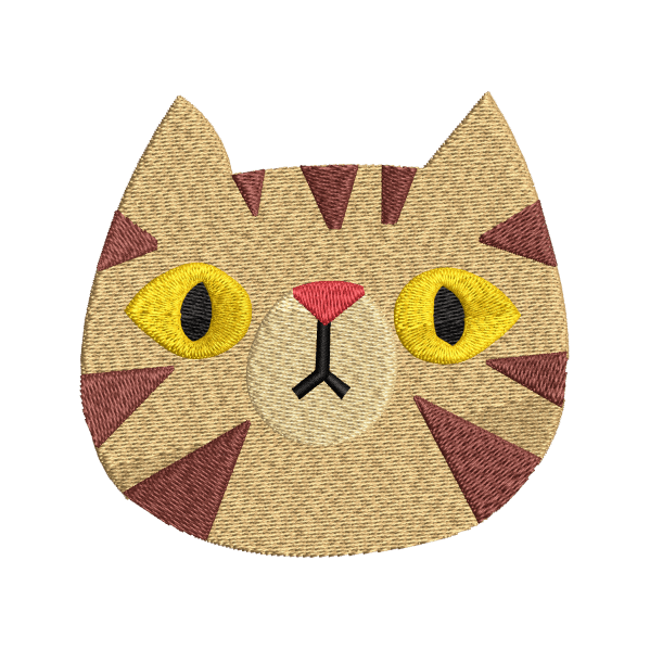 Yellow Eye Cat Embroidery Design
