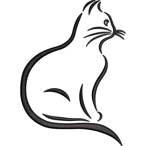 Sitting Cat Outlined Design
