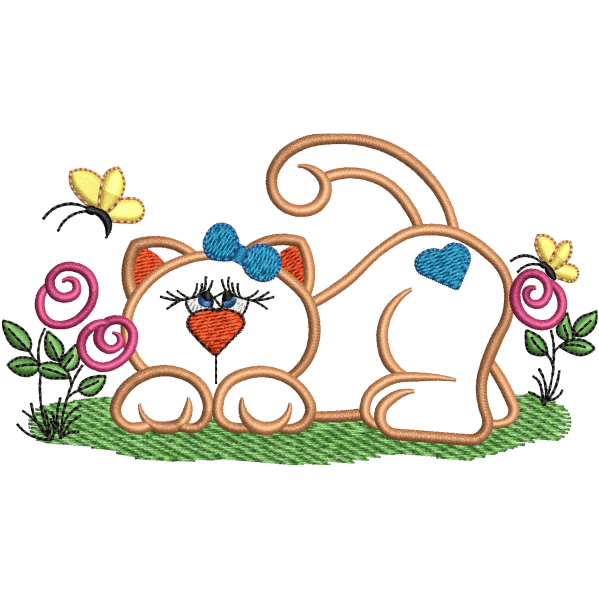 Cat Playing In Flowers