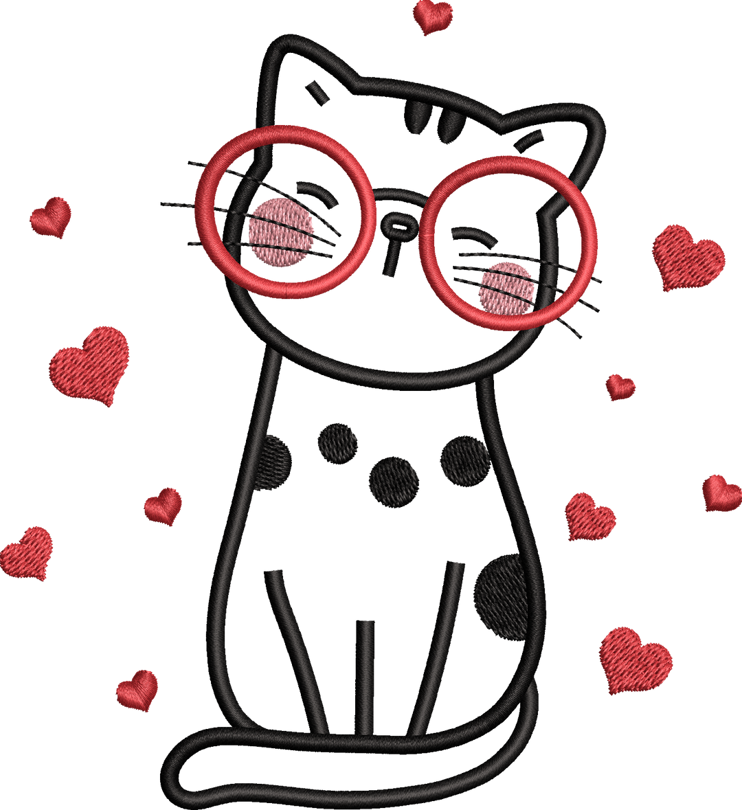 Glasses heart Cat Design