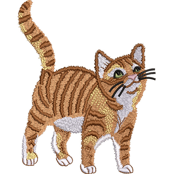 Cute Brown Cat Embroidery Design