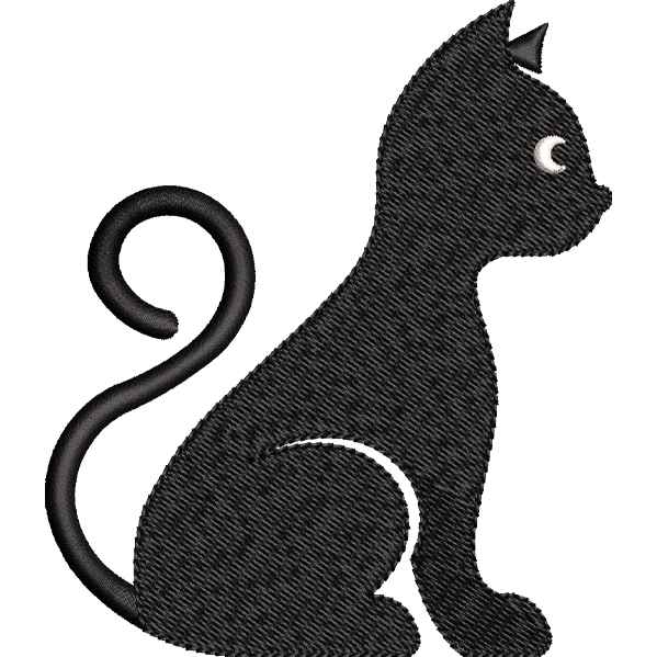 Black Cat Sitting Embroidery Design