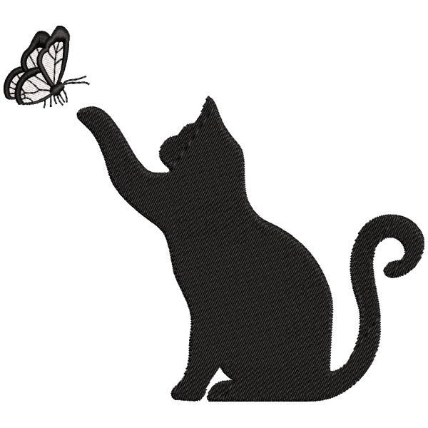 Black Cat With Butterfly Design