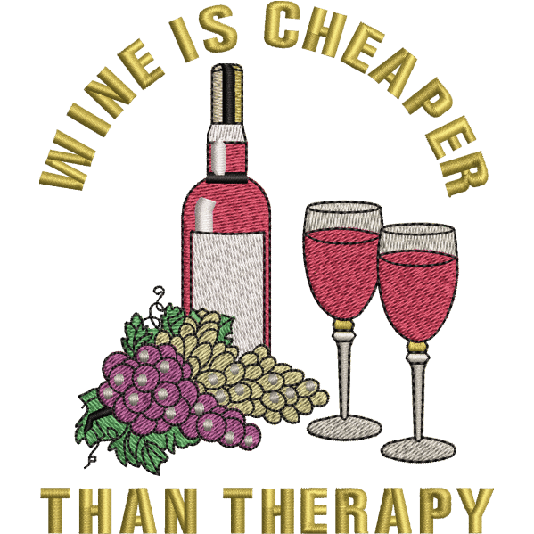 Wine Embroidery Design