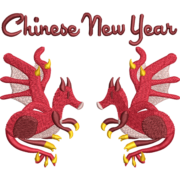 Chinese New Year Dragon Embroidery Design