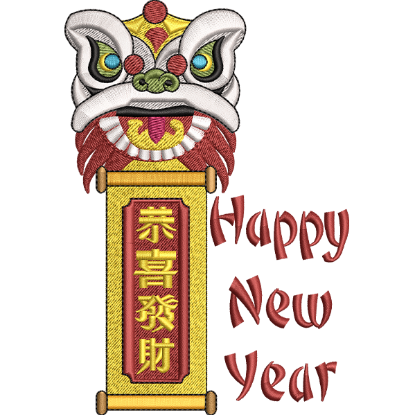 Chinese New Year Statues Embroidery Design