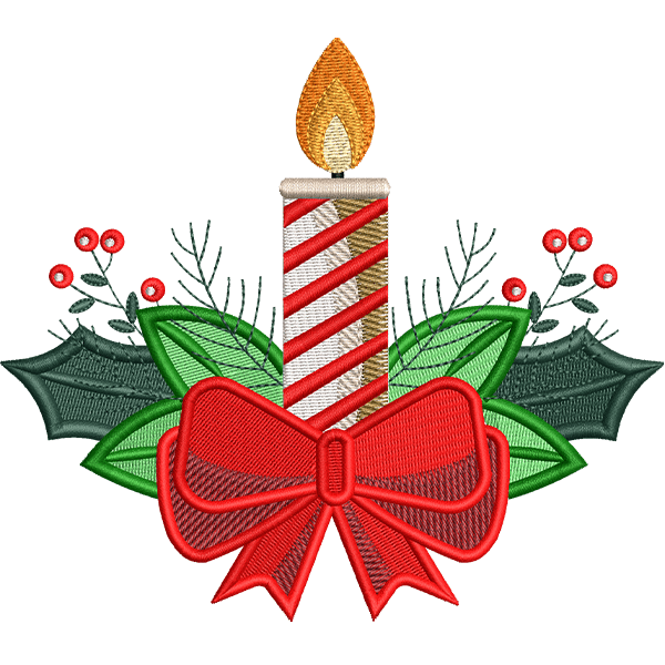 christmas candle embroidery design