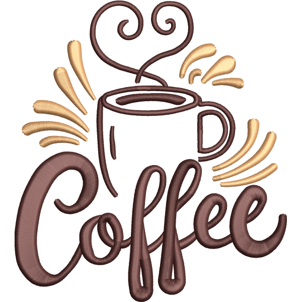 Coffee Cup Embroidery Design