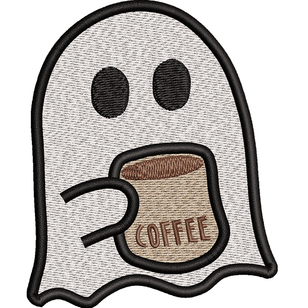 Spooky Ghost With Coffee Design