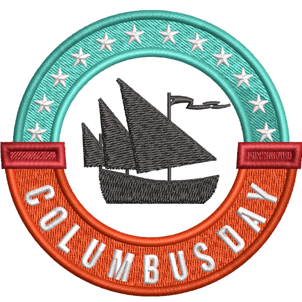 Columbus Day Letter Embroidery Design