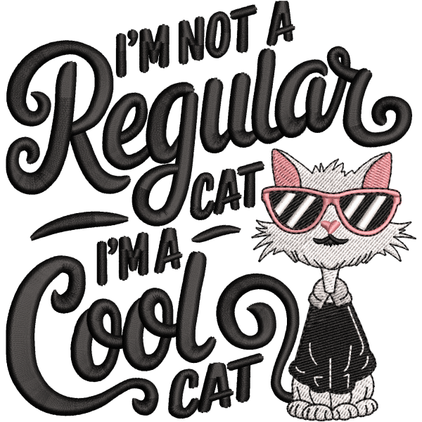 Cool Cat Embroidery Design