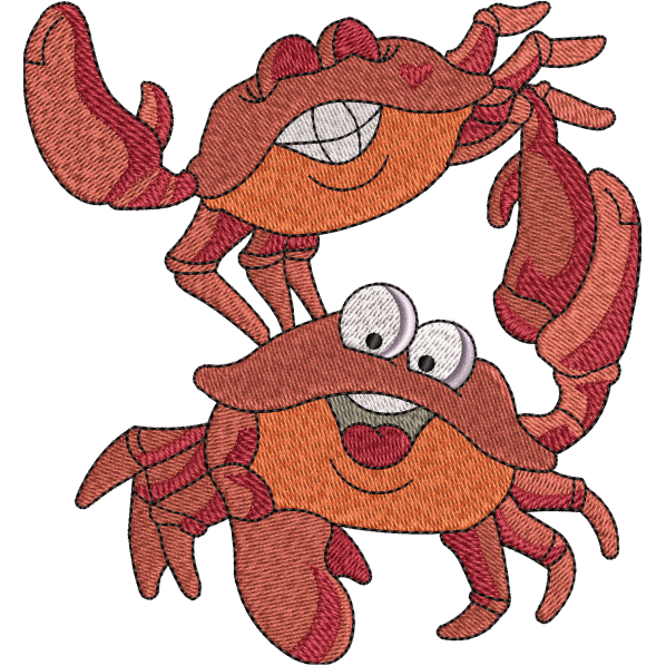 Playing Crabs Embroidery Design