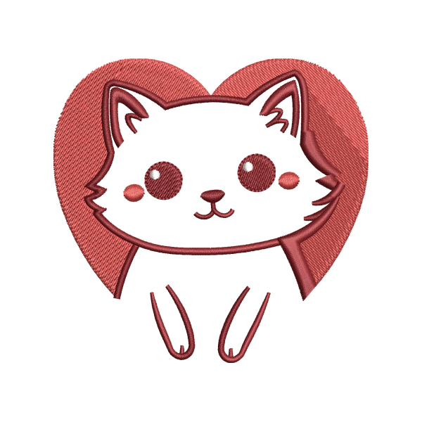 Cute Cat With Heart Design