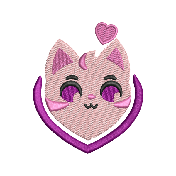 Cat Face With Heart Design