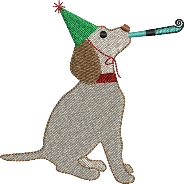 Party Dog Embroidery Design