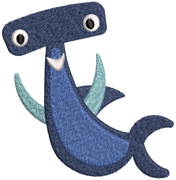 Hammer Head Fish Embroidery Design
