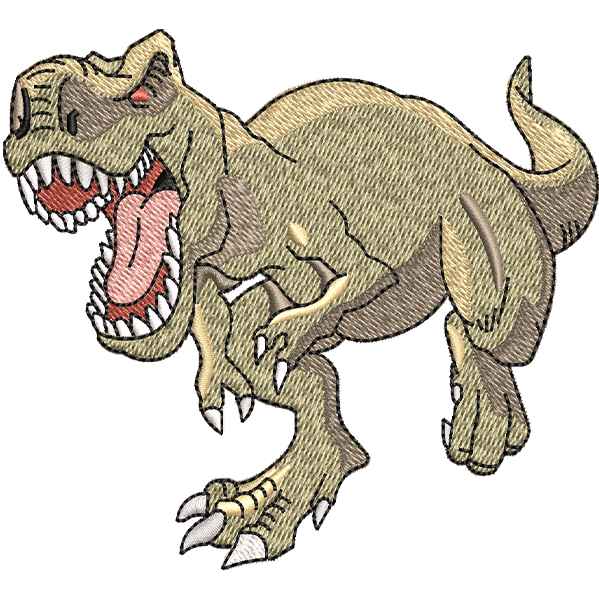 Angry Dinosaur Embroidery Design