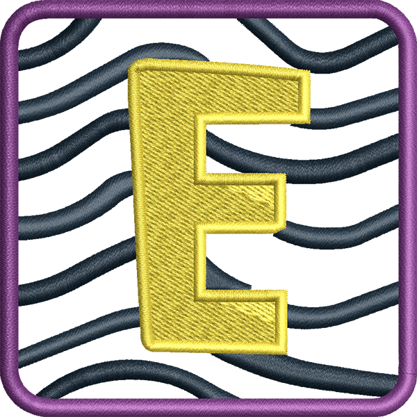 E Letter Embroidery Design