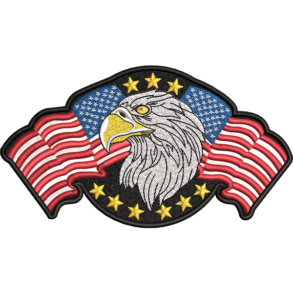 USA Eagle Face Embroidery Design