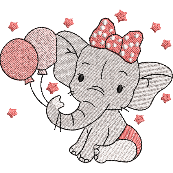 Elephant Holding Balloons 