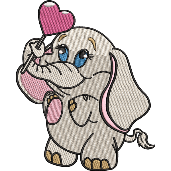 Baby Elephant With Heart Design