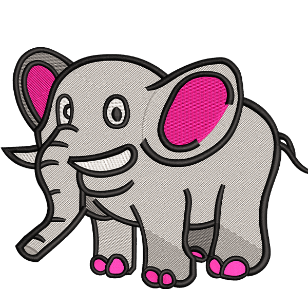 girl elephant embroidery design