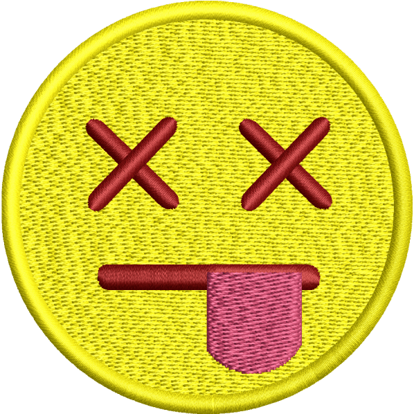 drooling emoji embroidery design
