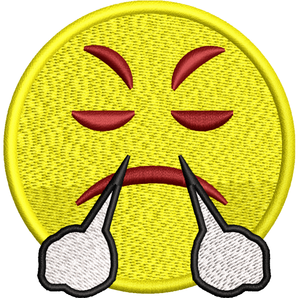 steam from nose emoji embroidery design