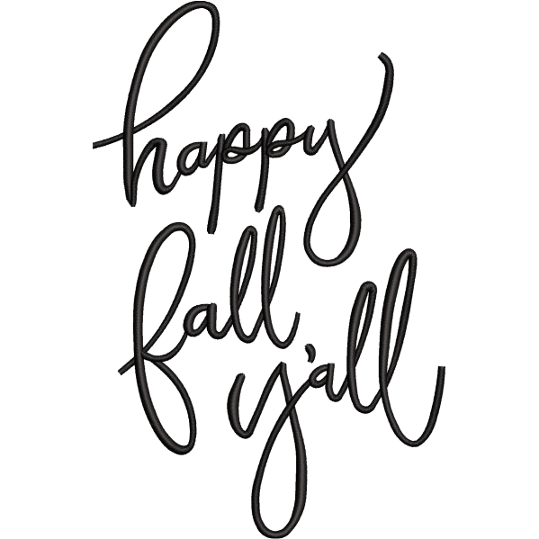 Happy Fall Word Embroidery Design