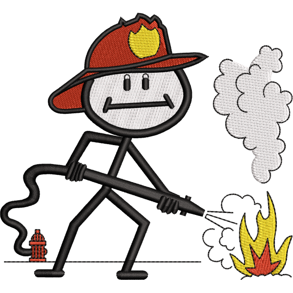 Stick Figure Firefighter Design