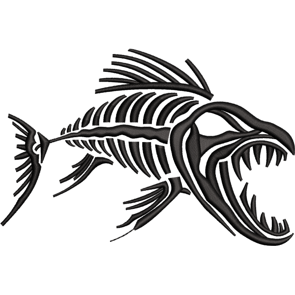 Skeleton Fish Embroidery Design