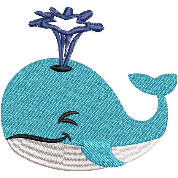Blue Whale Embroidery Design