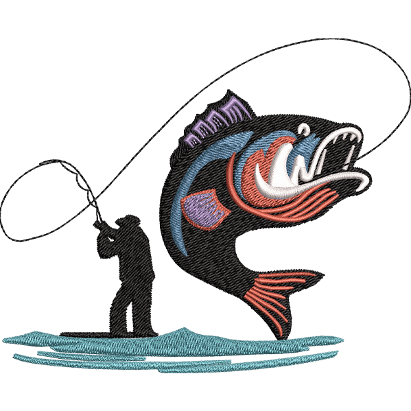 Multicolor Fishing Embroidery Design