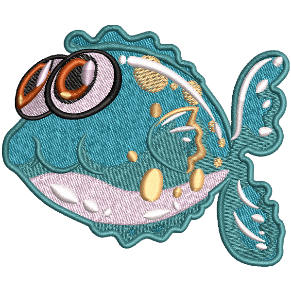 Innocent Blue Fish Embroidery Design