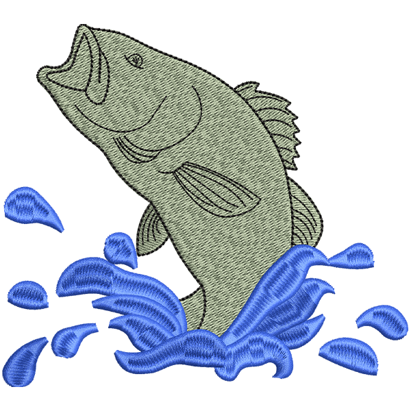 Playing Fish Embroidery Design