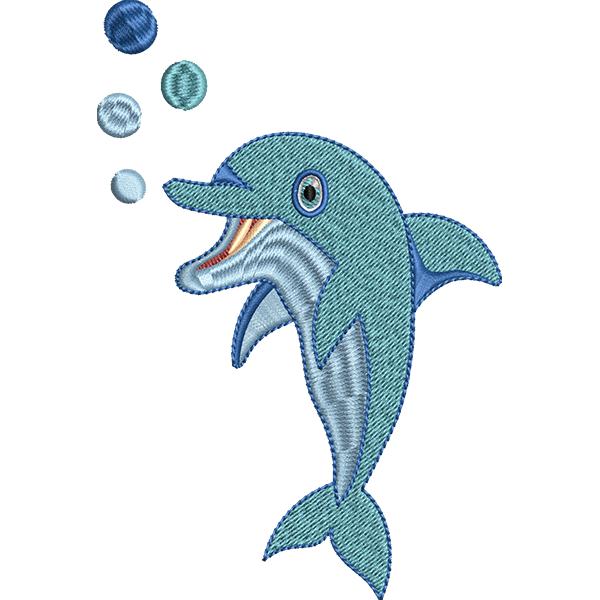 Dolphin Playing Embroidery Design
