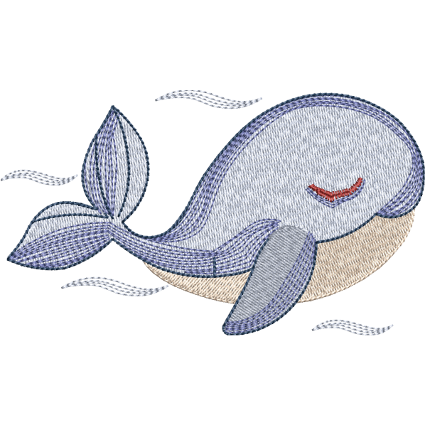 Sleeping Whale Embroidery Design