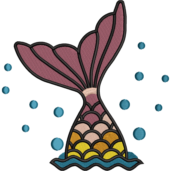 Mermaid Tail Embroidery Design