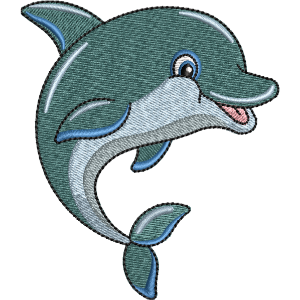 Smiling Dolphin Embroidery Design