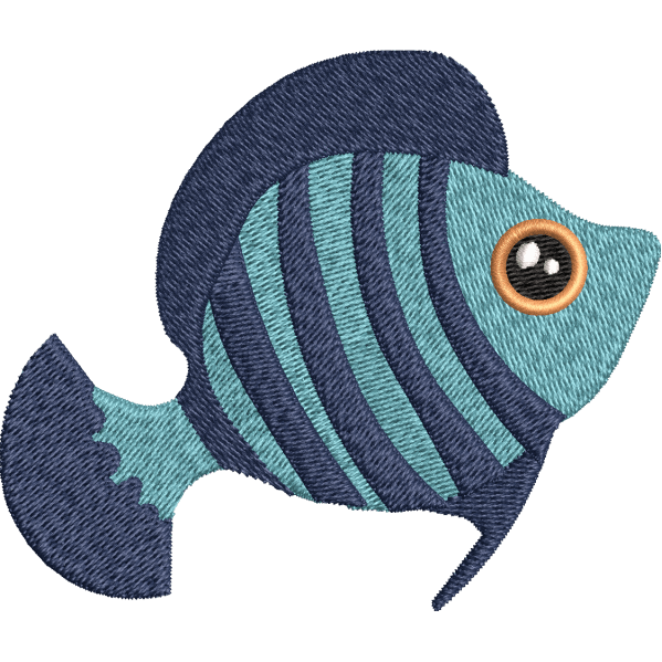 Blue Fish Embroidery Design