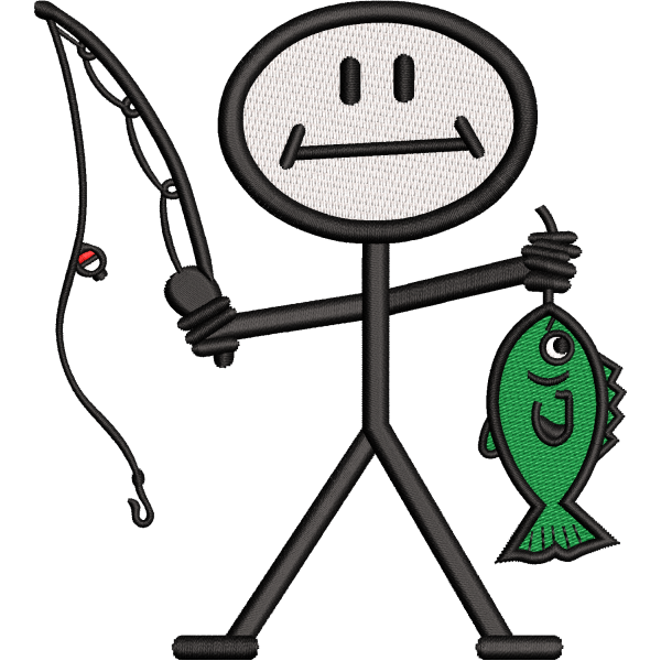 Stick Figure Fisherman Design
