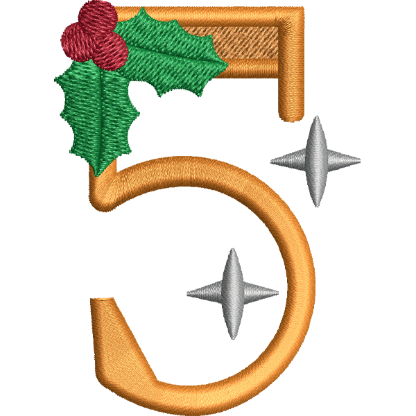 Five Number Embroidery Design