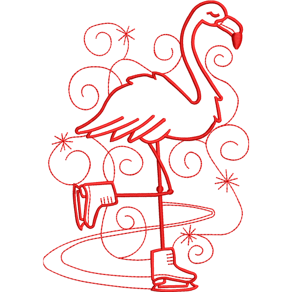 Flamingo Enjoying Sketch Design