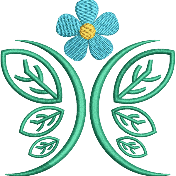 Blue Flower Leaves Design
