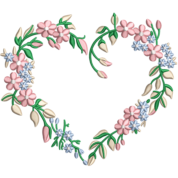 Flower Heart Embroidery Design