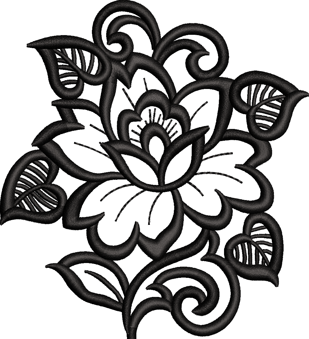 Black Outlined Flower Design