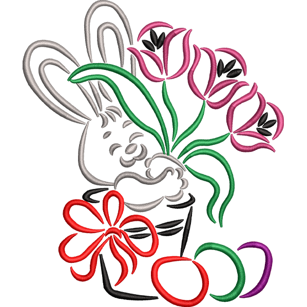 Rabbit Holding Flowers
