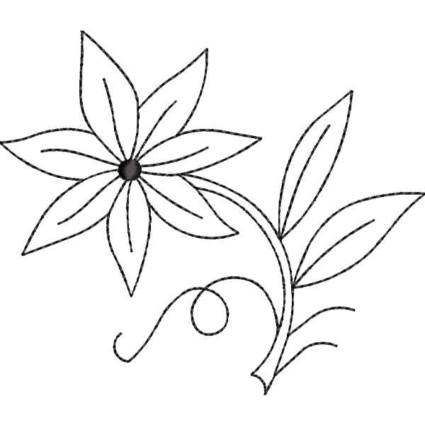 Flower Black Outlined Design