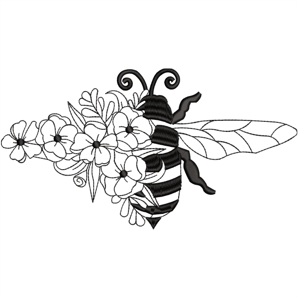 flower bee embroidery design
